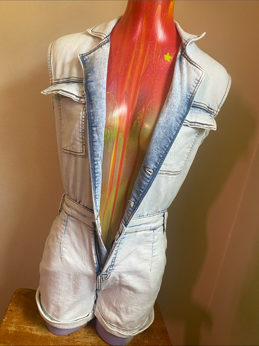 Light Wash Denim Sleeveless Romper by Love Trends - Picture 10 of 11